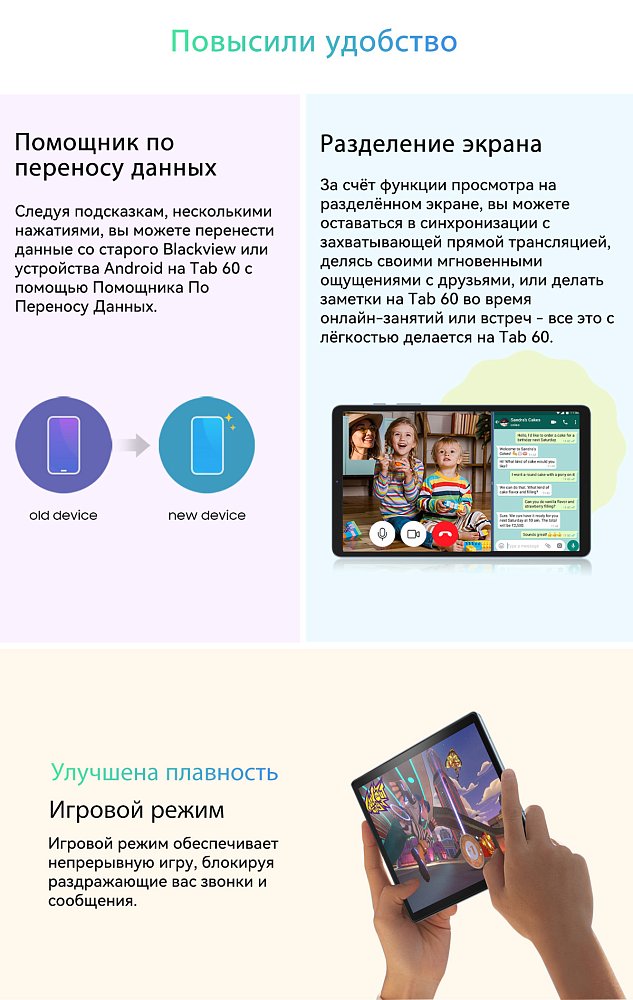 Планшет BlackView Tab 60 4G 8.68" 4/128GB Blue + Смарт часы Blackview W10 Pink - фото 31