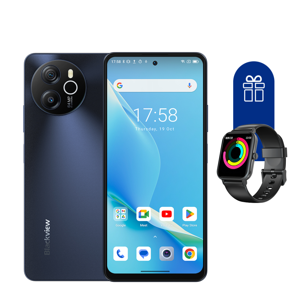 

Смартфон Blackview SHARK 8 8+128GB Grey + Смарт-часы Blackview R30 Black