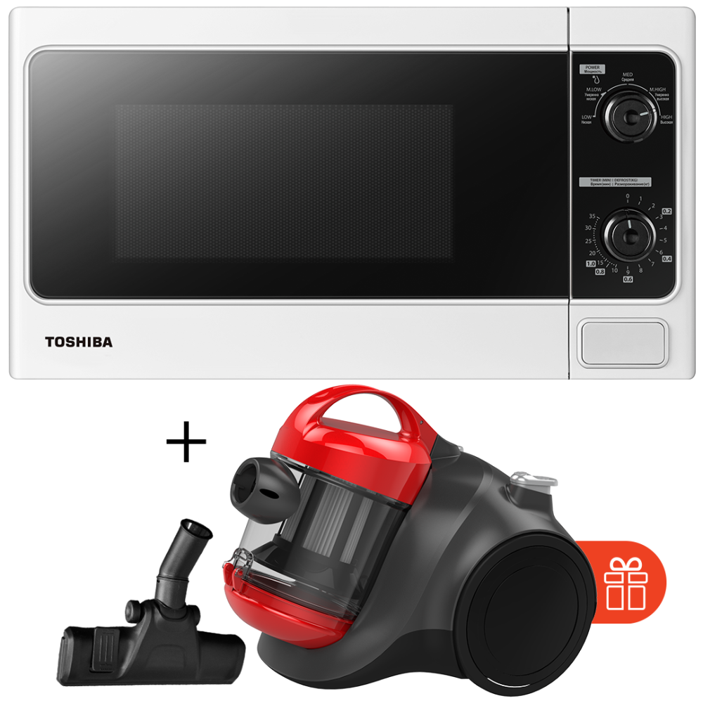 

Микроволновая печь Toshiba MM-MM20P(WH)-CV + Пылесос Midea 12K Red