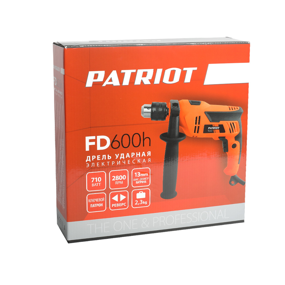 Дрель электрическая ударная PATRIOT FD 600h, с ударом, мощность 710Вт, 0-2800об/мин,44800 уд/мин, ма - фото 10