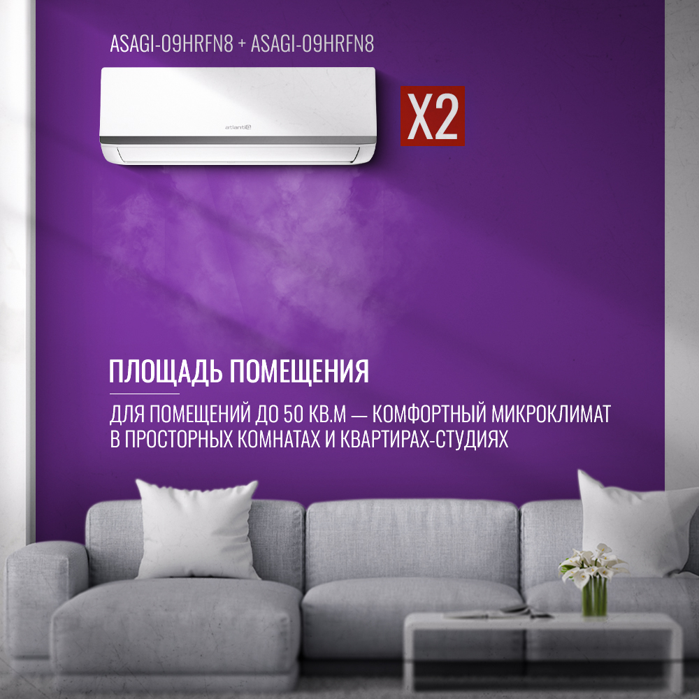 Мульти-сплит система Atlantiq A2OE-18HRN8-Q + ASAGI-09HRFN8 + ASAGI-09HRFN8 - фото 4