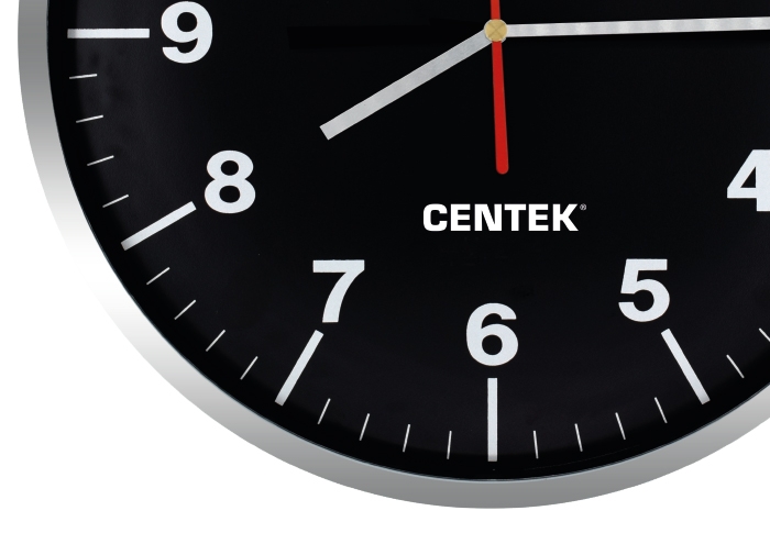 Часы настенные Centek СТ-7100 Black (черн + хром) - фото 2