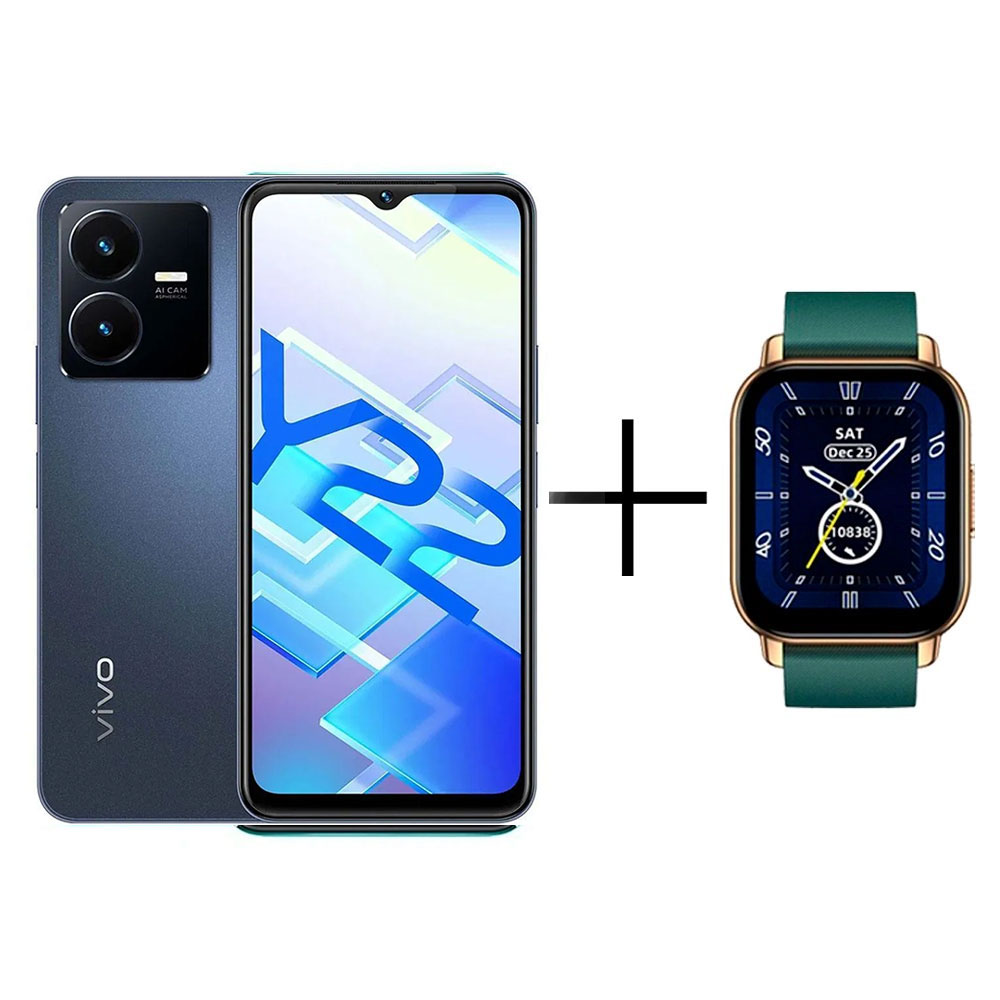 

Смартфон Vivo Y22 4Gb 64Gb Starlit Blue + Смарт часы Vivo Zeblaze Btalk Smart Watch (Green)