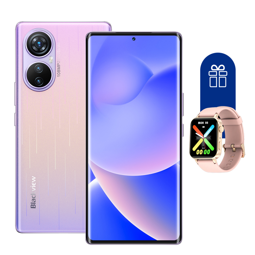 

Смартфон Blackview A200 Pro 12/256G Purple + Смарт часы Blackview W10 Pink