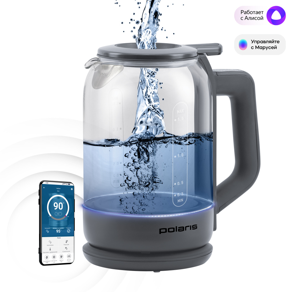 

Электрочайник Polaris PWK 1720CGLD WIFI IQ Home Серый