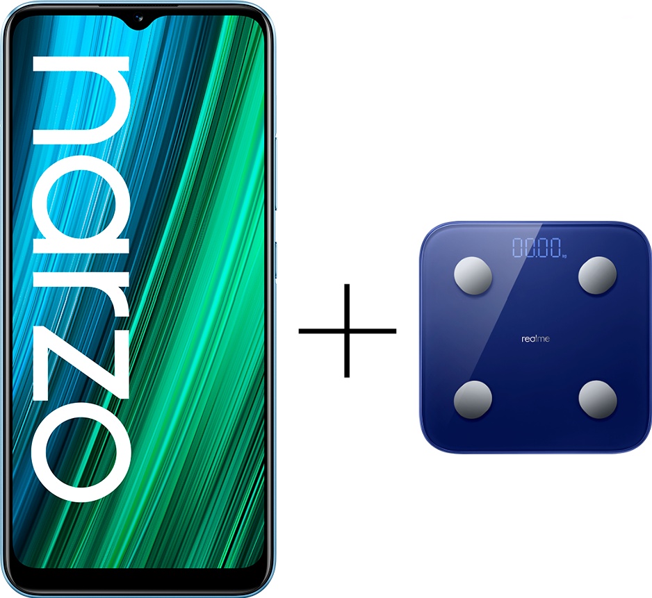 Смартфон Realme Narzo 50A 4/128Gb Oxygen Blue + Весы realme Smart Scale RMH2011 синие - фото 1