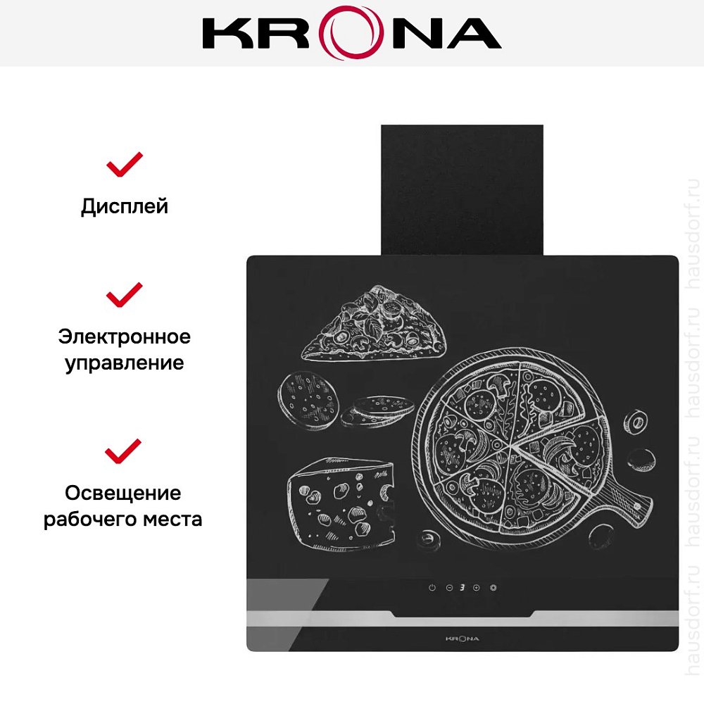 Вытяжка Krona DOMENIKA 600 BLACK/INOX S - фото 7