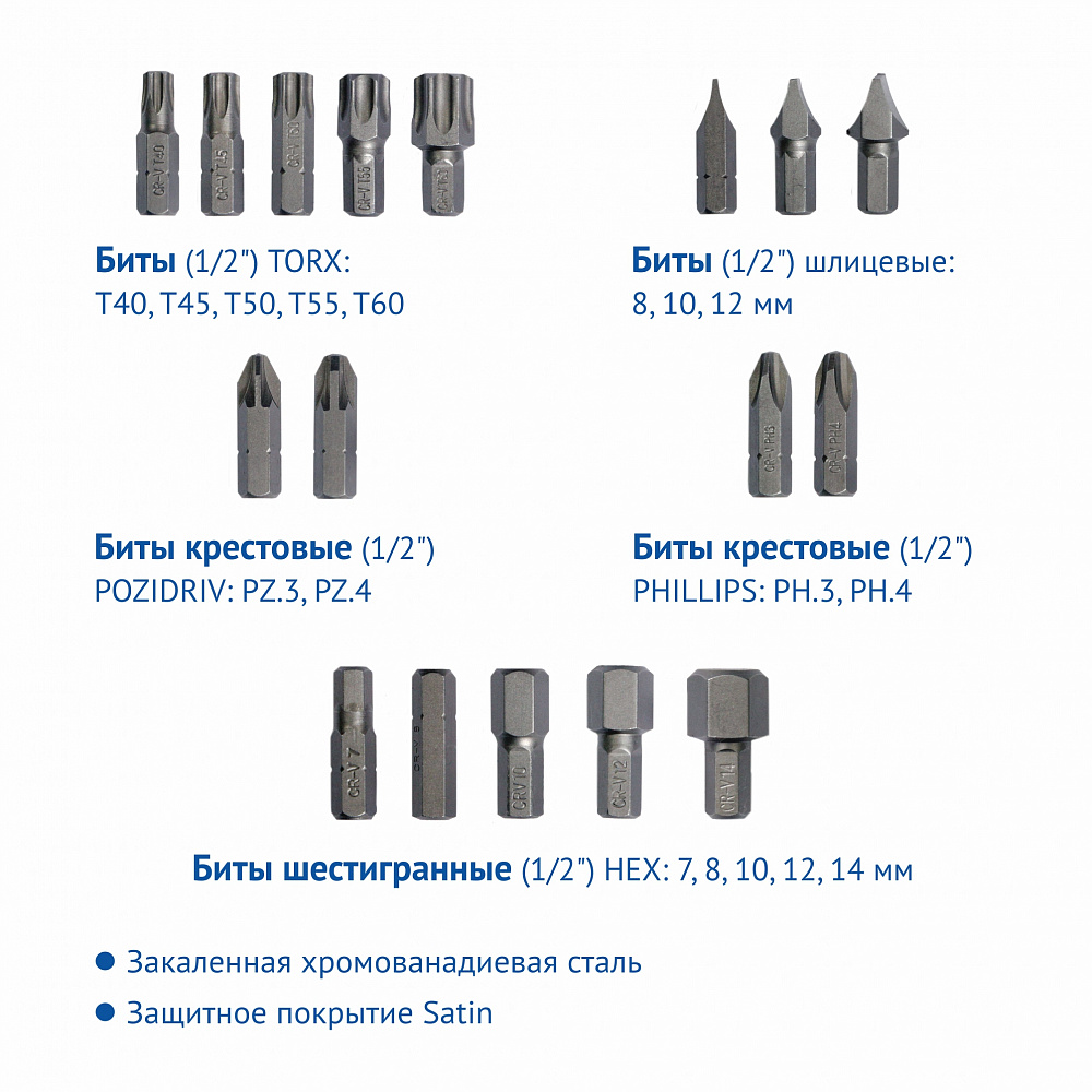 Набор инструментов Goodyear 110предметов пластиковом кейсе 1/2, 1/4 - фото 5