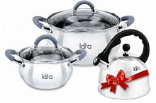 Набор посуды LARA LR02-103 Bell, 3 пр., (кастр. 2.7л + 4,7л + чайник 2,5л )