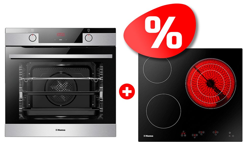 Встраиваемая электрическая духовка Hansa BOEIS694655 + Встраиваемая стеклокерамическая поверхность Hansa BHC-66216