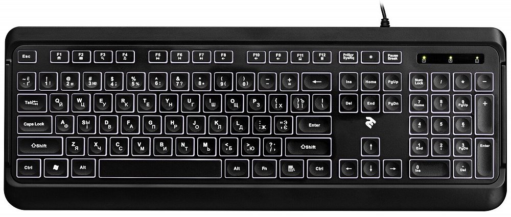 Клавиатура Проводная 2E KS120 White backlight USB Black - фото 1