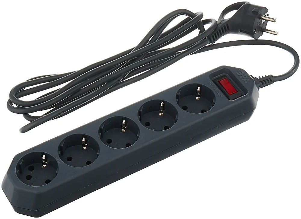 Сетевой фильтр ЭРА USF-5es-3m-B Черный (уцененный товар) - фото 1