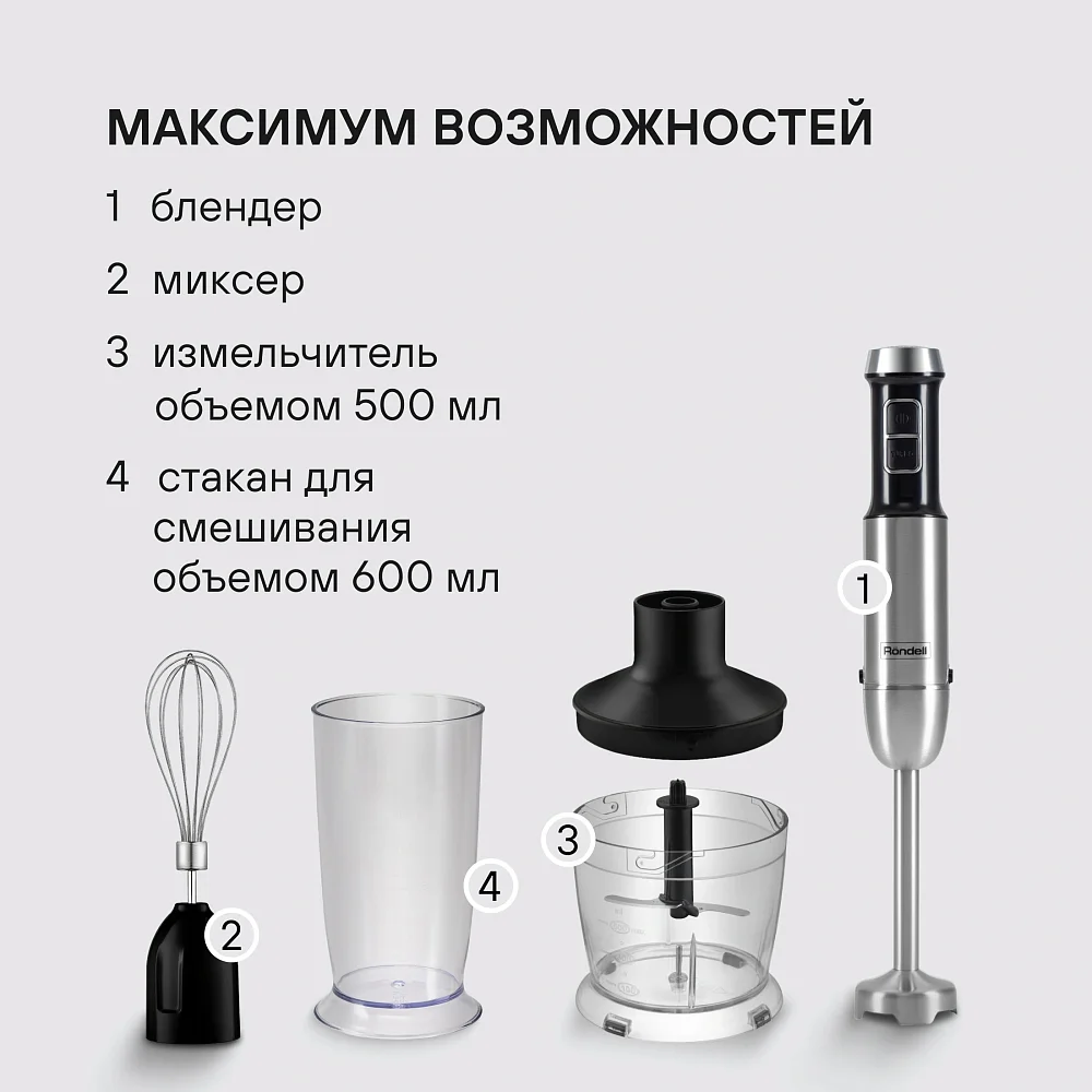 Блендер погружной Rondell RDE-1306 черный/серебристый - фото 5 Блендер погружной Rondell RDE-1306 черный/серебристый - фото 5