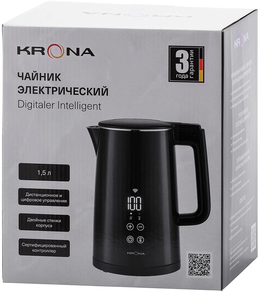 Чайник электрический Krona Digitaler Intelligent черный - фото 6
