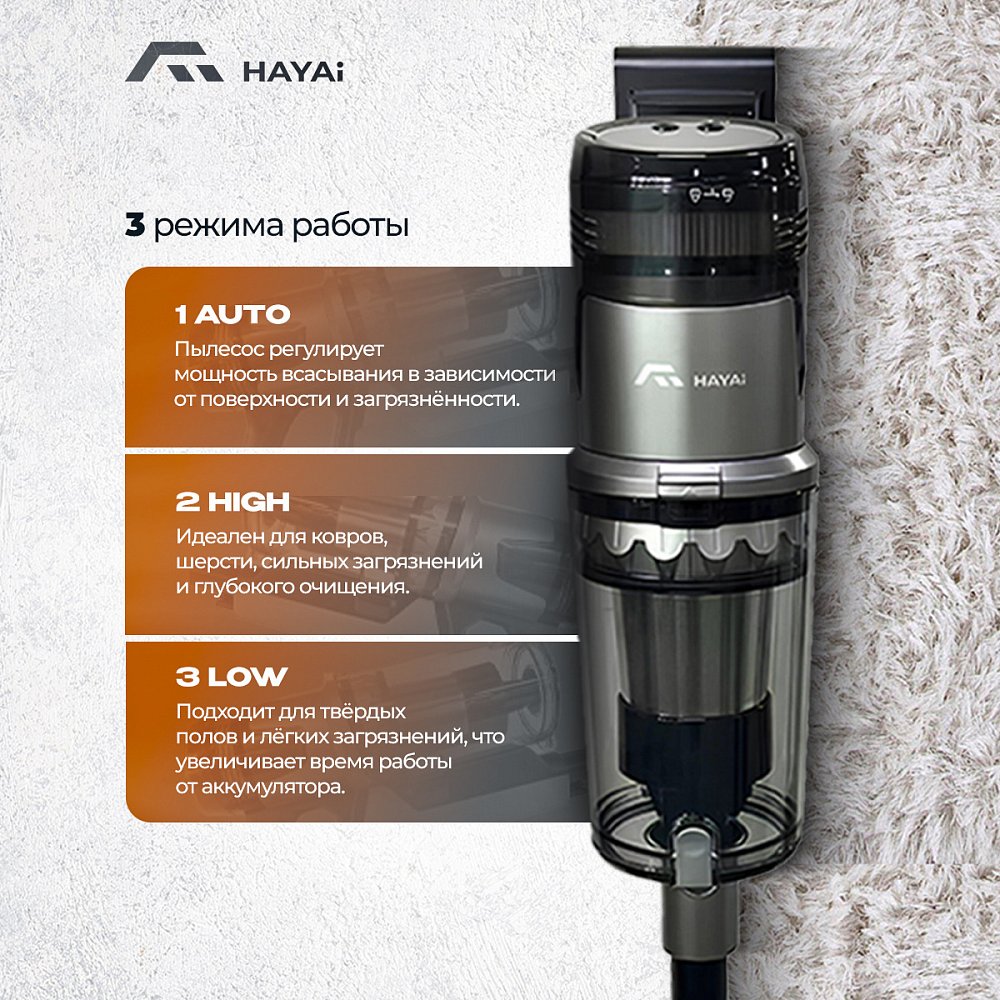 Аккумуляторный пылесос HAYAI H60B PRO MIX PLUS + Электрическая овощерезка HAYAI MSM4501QCV