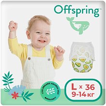 Offspring трусики-подгузники, L 9-14 кг. 36 шт. расцветка Авокадо