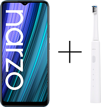 Смартфон Realme Narzo 50A 4/128Gb Oxygen Green + Realme N1 Sonic Toothbrush белая