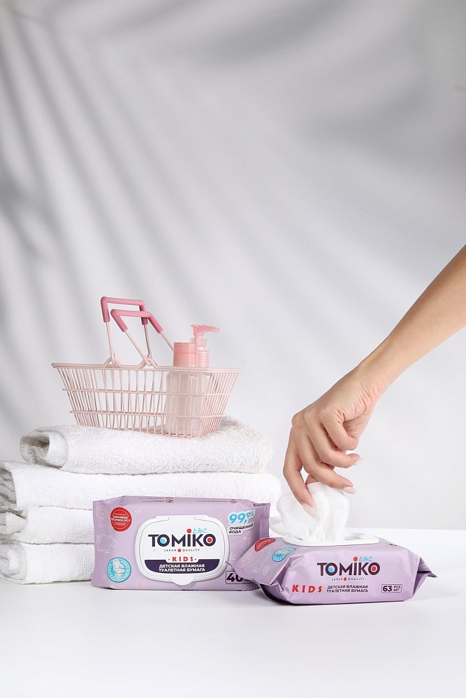 Детская влажная туалетная бумага TOMIKO, уп. 40 шт. - фото 6