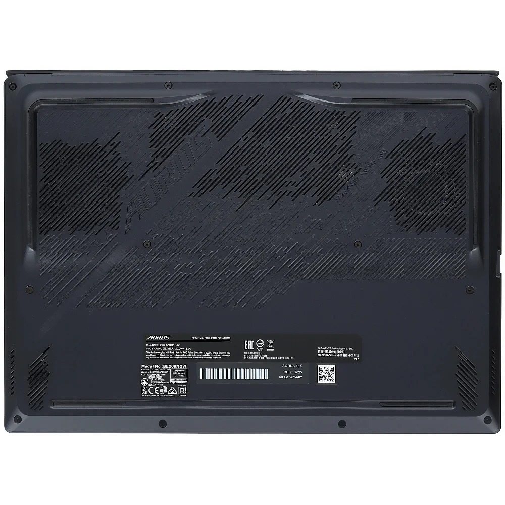 Ноутбук Gigabyte AORUS 16X 9KG-43KZC54SD, i7-13650HX, RTX 4060 8Gb, QHD+ 2560×1600, 165Hz, 16Gb, M.2x1Tb, DOS - фото 7