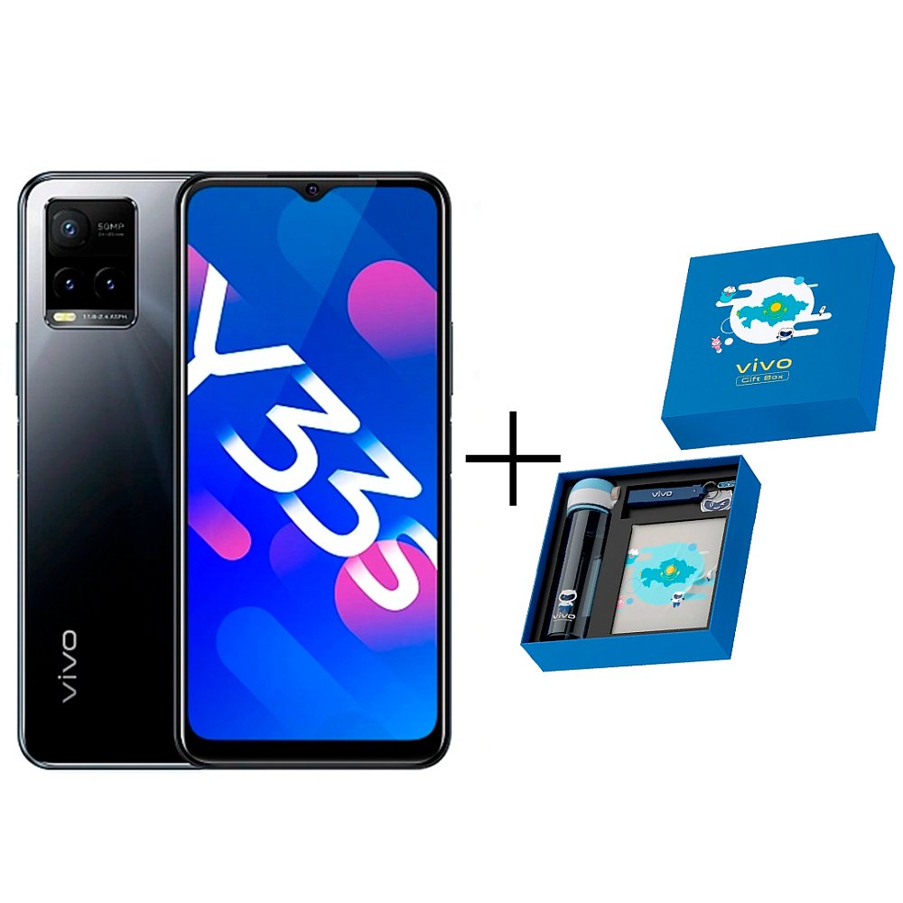 Смартфон Vivo Y33S 4/64Gb Mirror Black+Gift box BTS 2022 Blue - фото 1