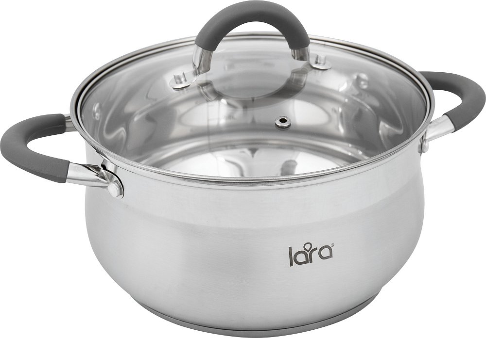 Набор посуды LARA LR02-110 Bell PROMO &lt8 Марта> кастрюля 4.7л, сковорода 24см +сотейник 1.6л - фото 6