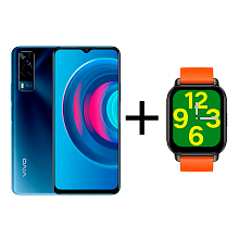 Смартфон Vivo Y53S 8/128Gb Deep Sea Blue + Смарт часы vivo Zeblaze Btalk Smart Watch Orange