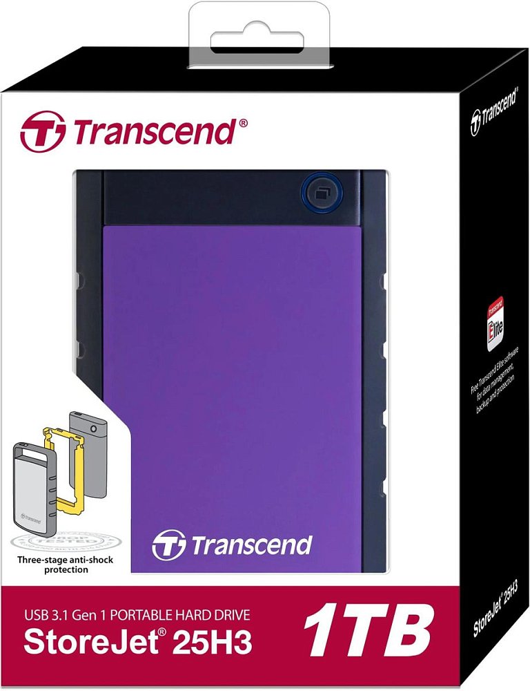 Внешний жесткий диск 2,5 1TB Transcend TS1TSJ25H3P фиолетовый - фото 5