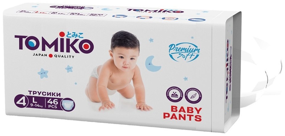 Трусики детские TOMIKO L (9-14 КГ) 46 шт