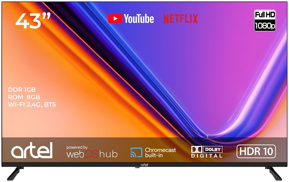 Телевизор Artel TV ART A43MQA800 Чёрный-KZ - фото 1