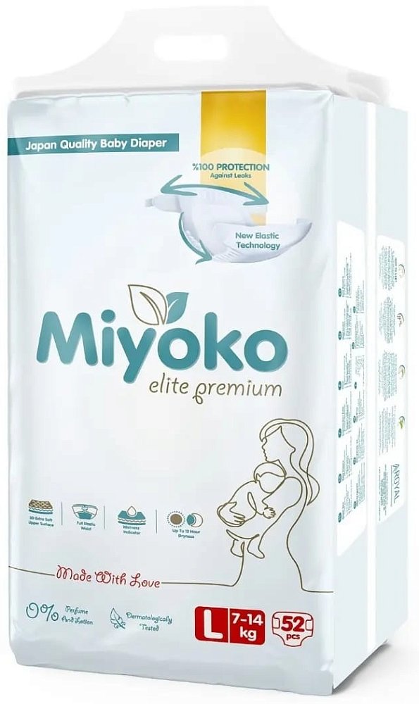 Подгузники Miyoko elite детские L/4, 52 шт.