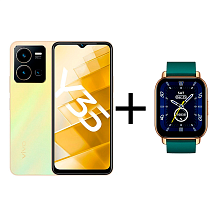 Смартфон Vivo Y35 4/64Gb Dawn Gold+Смарт часы vivo Zeblaze Btalk Smart Watch Green