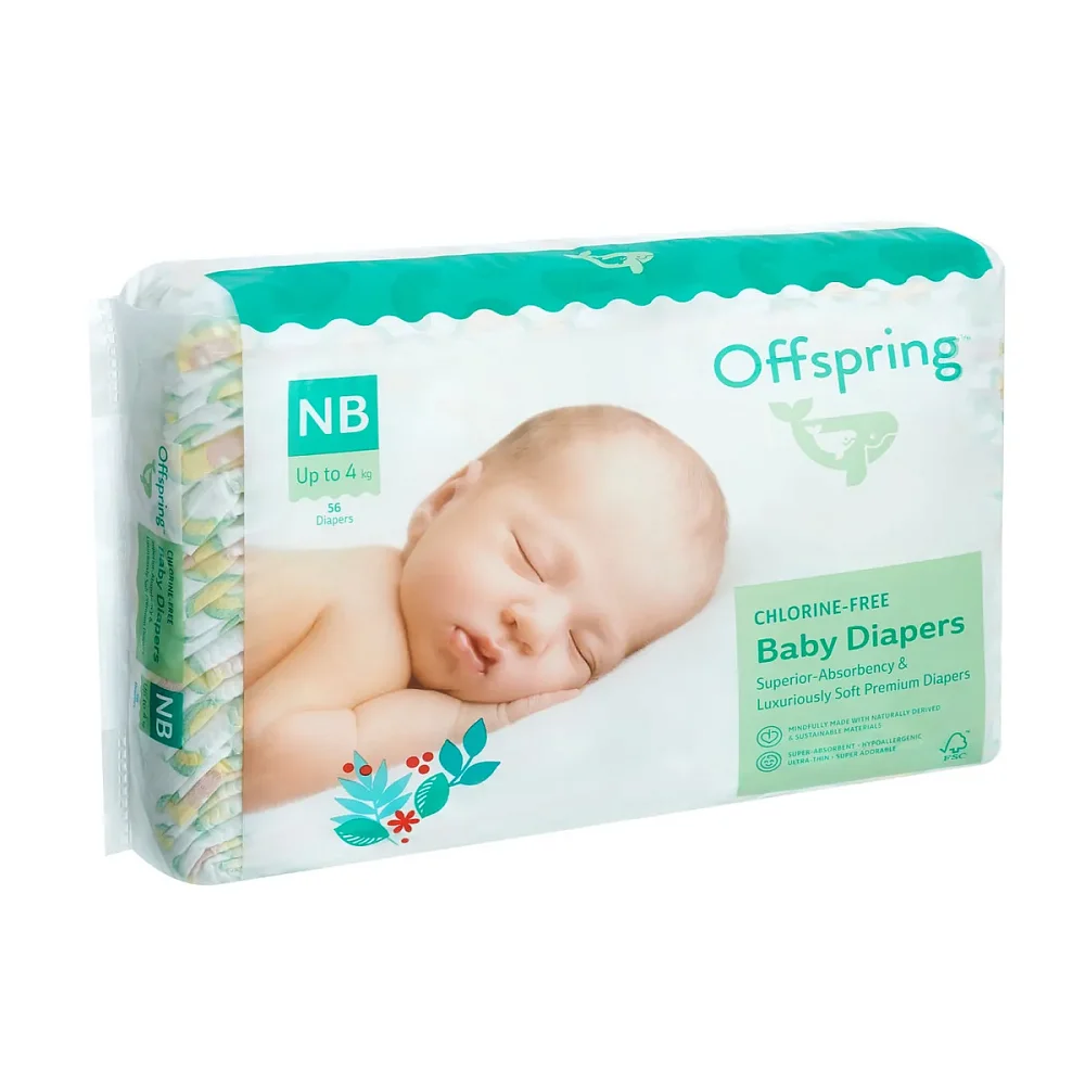 Offspring подгузники, NB 2-4 кг. 56 шт. расцветка Авокадо - фото 4