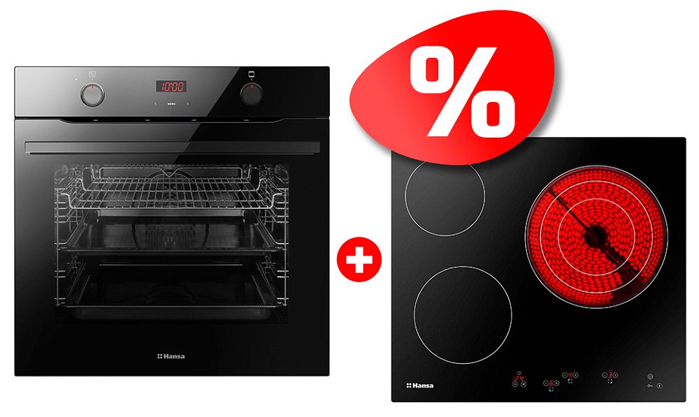 Встраиваемая электрическая духовка Hansa BOES684620 + Встраиваемая стеклокерамическая поверхность Hansa BHC-66216