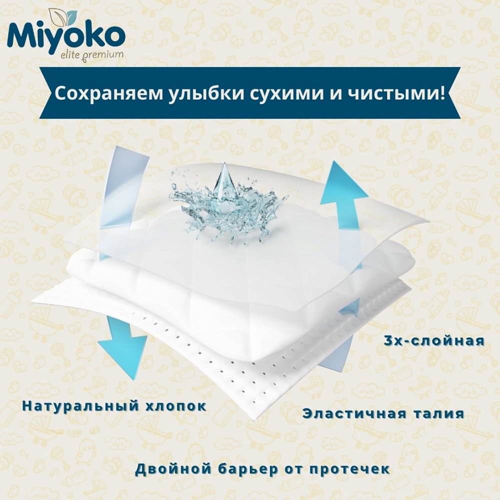 Подгузники Miyoko elite детские M/3, 60 шт. - фото 4