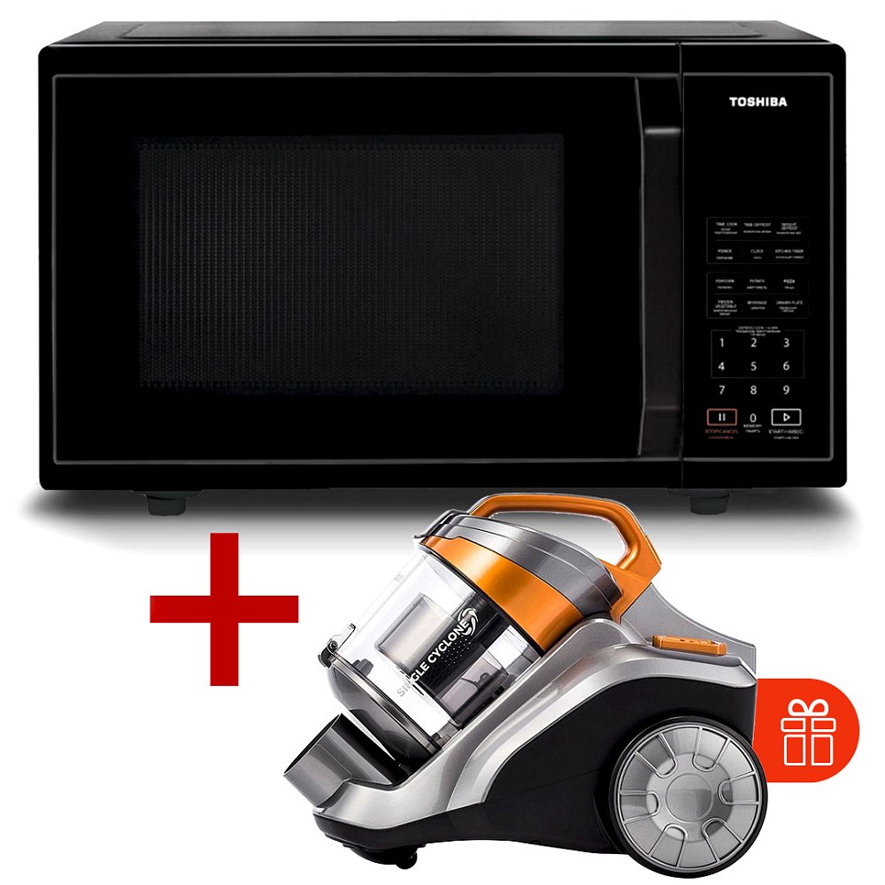 Микроволновая печь TOSHIBA MM-EM23P(BK)-CV + Пылесос Midea 13L(Y)