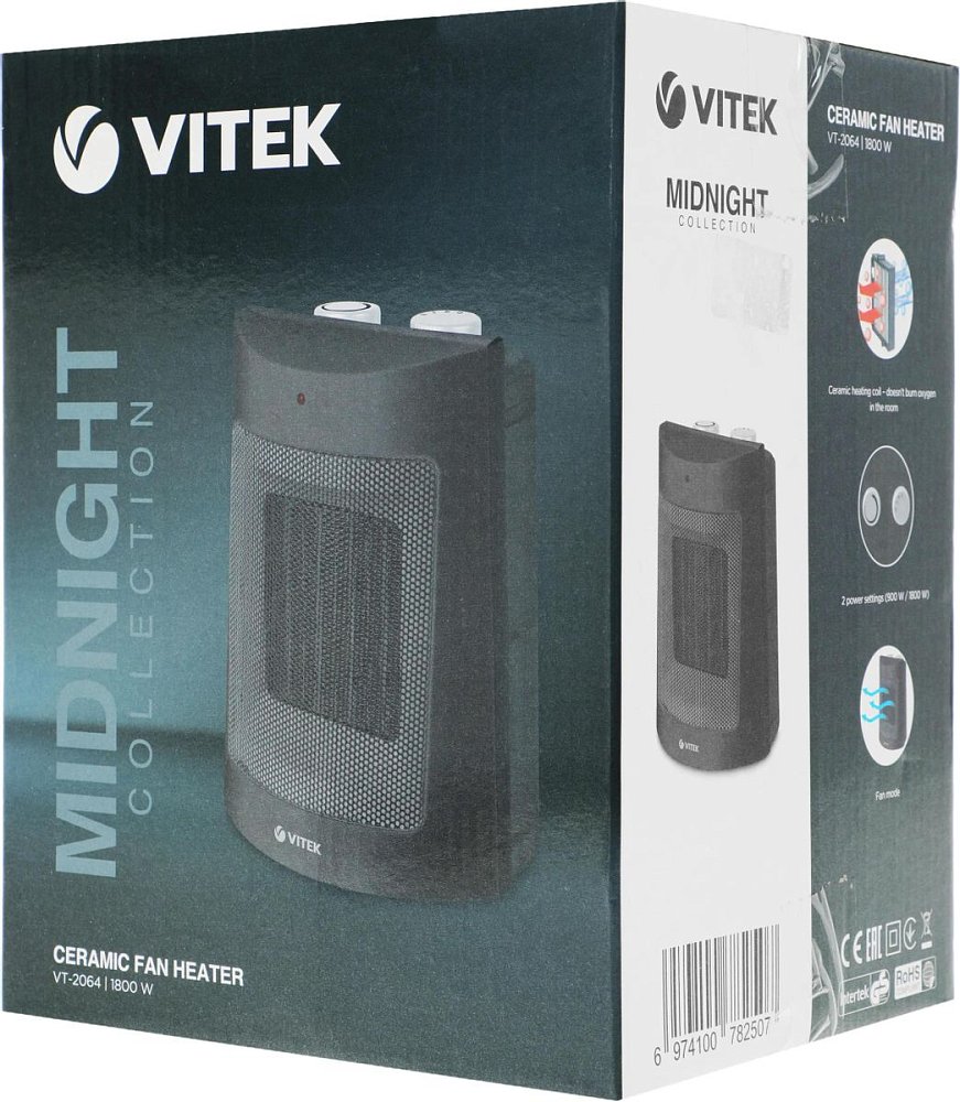 Тепловентилятор Vitek Midnight VT-2064 черный - фото 12 Тепловентилятор Vitek Midnight VT-2064 черный - фото 12