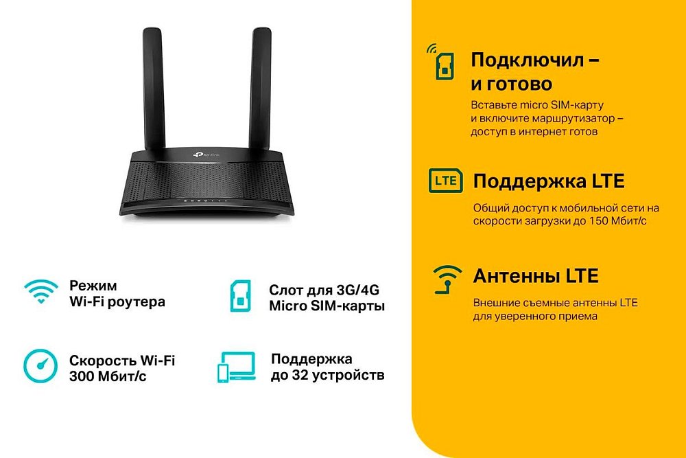 Wi-Fi роутер TP-LINK TL-MR100 черный - фото 11