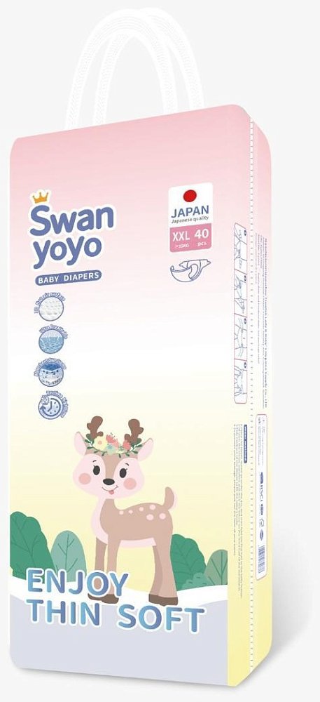 Подгузники для детей SWAN YOYO XXL  размер 15+ кг (40 шт/уп)