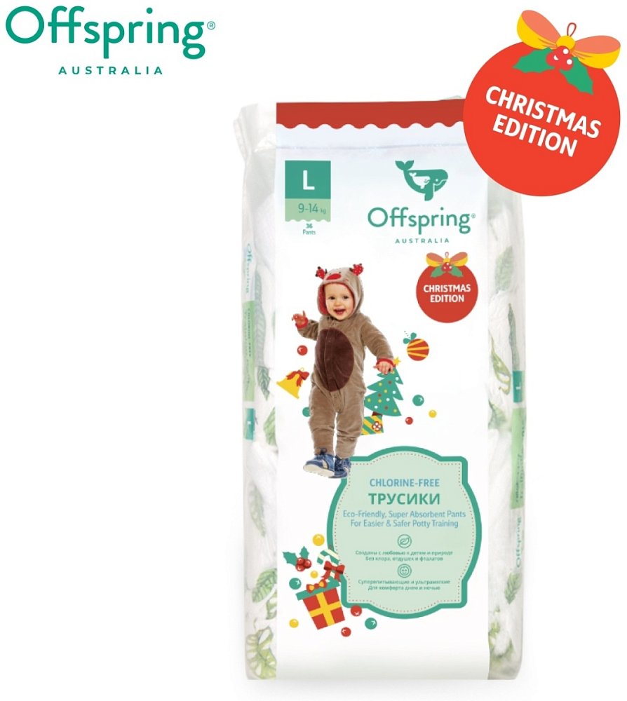 Offspring трусики-подгузники, L 9-14 кг 36 шт. расцветка Новый год 7776 - фото 1