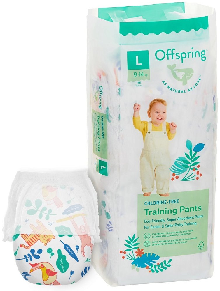 Offspring трусики-подгузники, L 9-14 кг. 36 шт. расцветка Джунгли