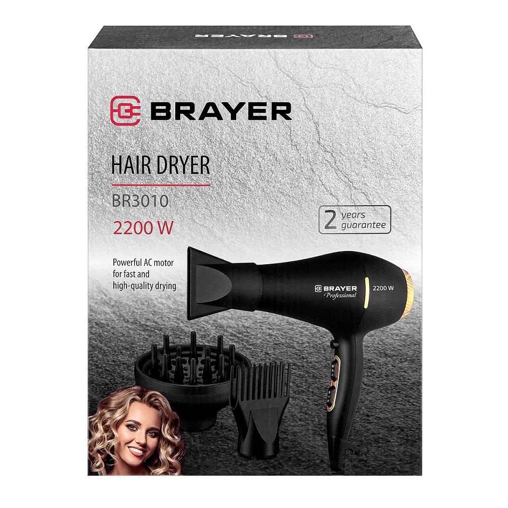 Фен BRAYER BR3010 черный - фото 2