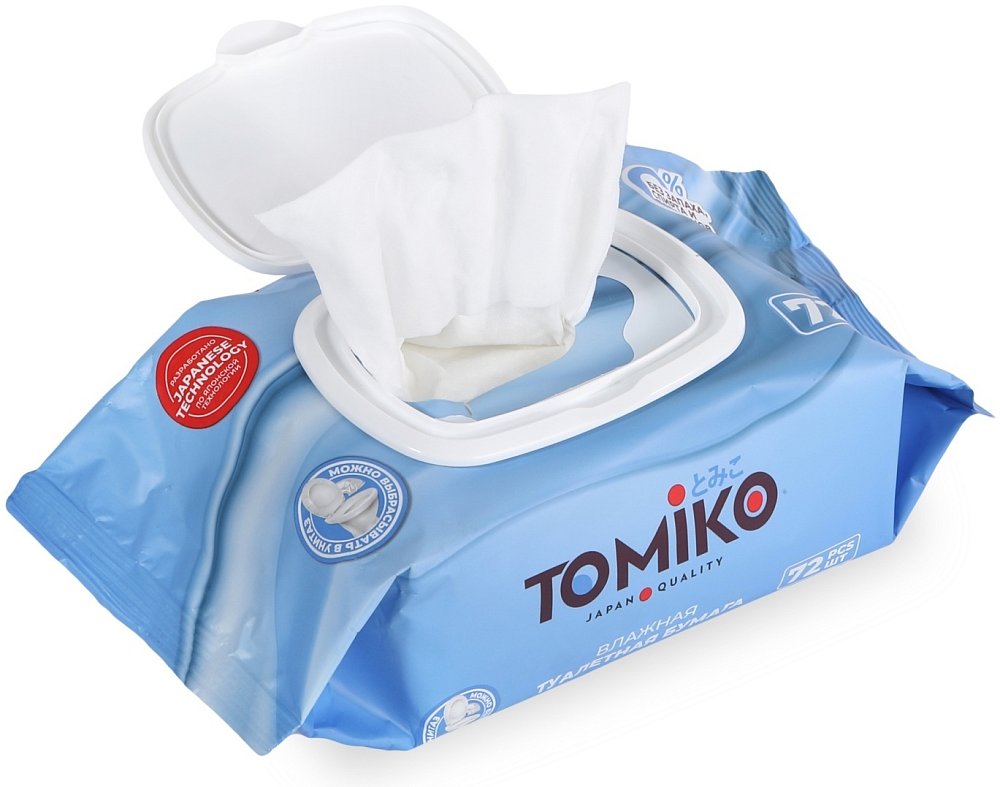 Детская влажная туалетная бумага TOMIKO, уп. 72 шт. - фото 5