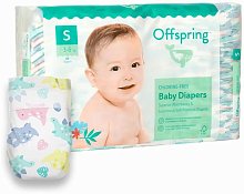 Offspring подгузники, S 3-6 кг. 48 шт. расцветка Первый Новый Год 7035