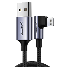 Кабель Ugreen US299 Angled Lightning To USB 2.0 A Male Cable(90° Angle)/Black 1M, 60521