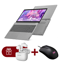 Ноутбук Lenovo IdeaPad L3 (82HL003MRU) + Мышь игр HyperX Pulsefire Core HX-MC004B (4P4F8AA)+AirBuds 4 White