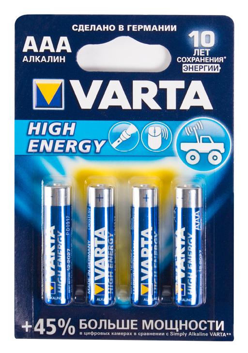Батарейка Varta Longlife Power High Energy Micro 1.5V - LR03/  AAA 4 шт - фото 1