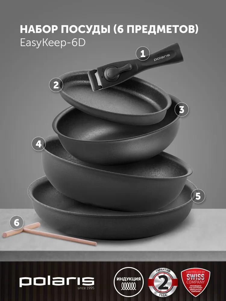 Набор сковород Polaris EasyKeep-6D графитовый - фото 8