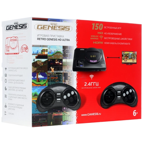 Игровая приставка SEGA Retro Genesis HD Ultra + 150 игр ZD-06a Черная - фото 4